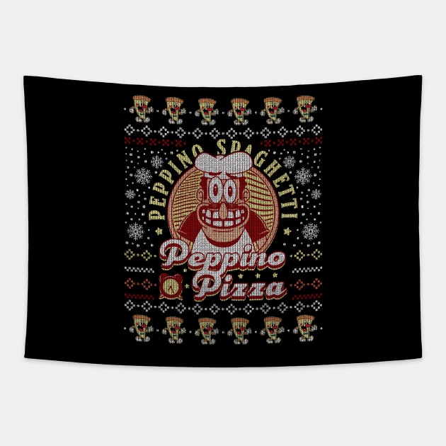 Peppino Pizza Ugly Sweater Tapestry by Lagelantee