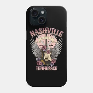 Vintage Nashville Tennessee Guitar and Roses Country Music City Phone Case