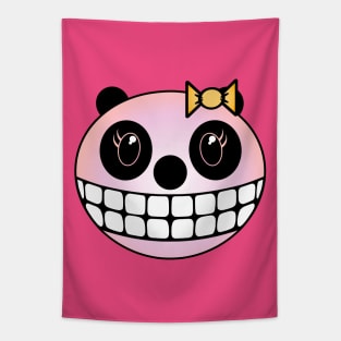 Girl Panda Face - Sherbert with Yellow Bow Tapestry