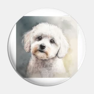 Bichon Frise Watercolour Style Painting Pin