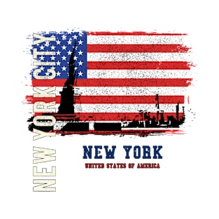 New York City with Flag T-Shirt