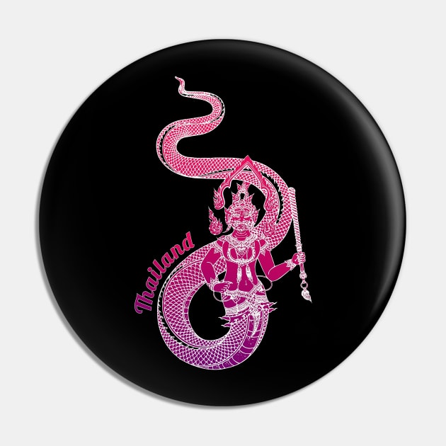 Thailand Naga – Figure Of Spiritual Good Fortune T-Shirt Pin by VintCam