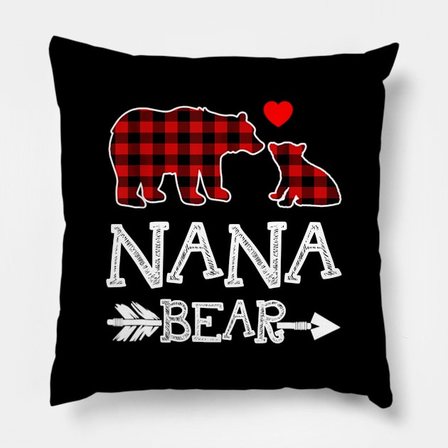 Nana Bear Christmas Pajama Red Plaid Buffalo Gift Shirt Pillow by Kelley Clothing