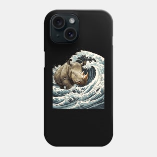 Japanese Kawaii Rhino Great Wave Off Kanagawa Phone Case