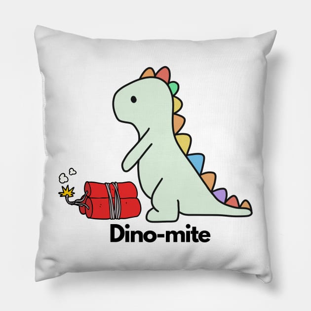 Humor | Dinos | Dinosaurs | Dino-mite | Gift for Dino Fans Pillow by Publicus Apparel