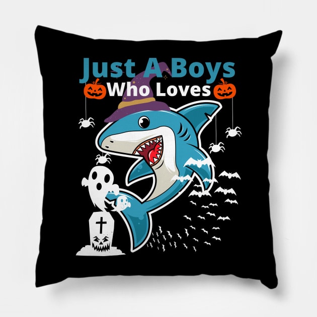 School Halloween 2022 Cool Shark Aquarium Pumpkins Squad Pillow by Johner_Clerk_Design