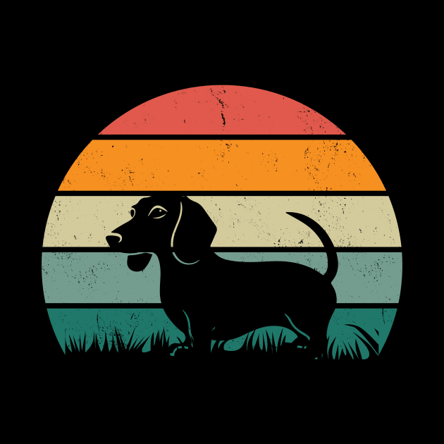 Sausage Dog in a Retro Sunset by Prints of England Art