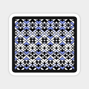 Abstract geometric pattern - blue, black and white. Magnet