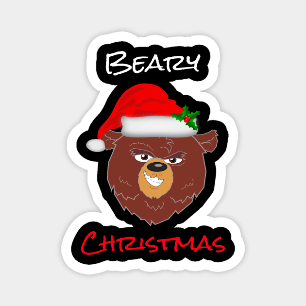 Beary Christmas Cute Christmas Bear Funny Holiday Saying Magnet by egcreations