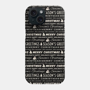 Retro Black and White Christmas Typography Pattern Phone Case