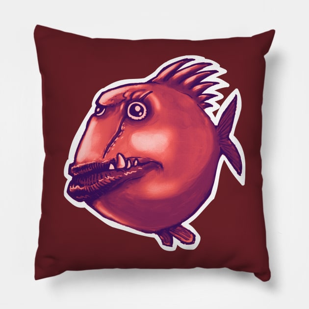 bad guy scarface ugly fish funny cartoon Pillow by anticute