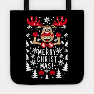 191 Reindeer Deer Rudolph Red Nose Merry Christmas cute Tote