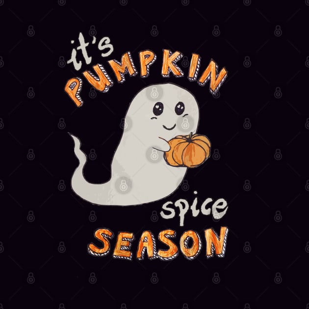 It's pumpkin spice season cute ghost and pumpkin by BoogieCreates