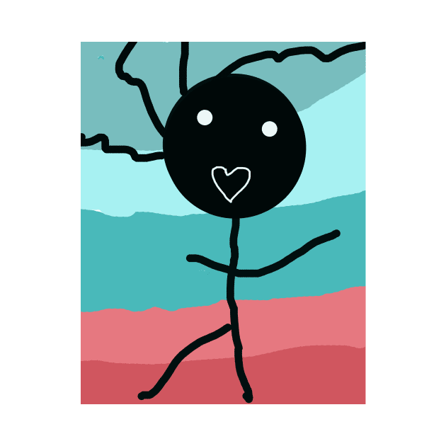 Dancing Kid with Heart Stick Figure by Eigo Wild