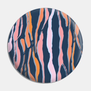 animal print - orange and pink striped tiger-zebra on a blue background Pin