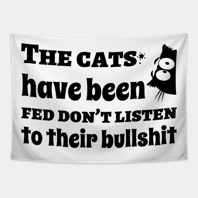 Cat Bullshit Quote Tapestry by FiyahDry Designs