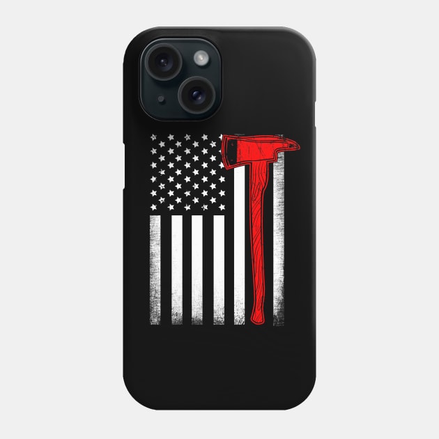 Firefighter American Flag Axe Phone Case by captainmood