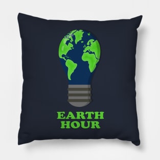 Earth hour globe in lightbulb Pillow