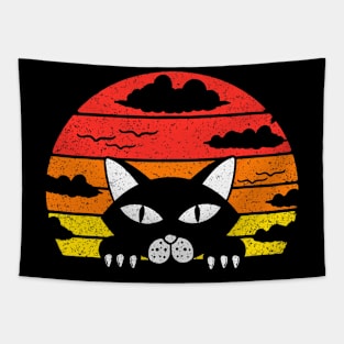 Cat Retro Distressed Style Vintage Tapestry