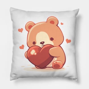 Cute bear in love holding a heart Pillow