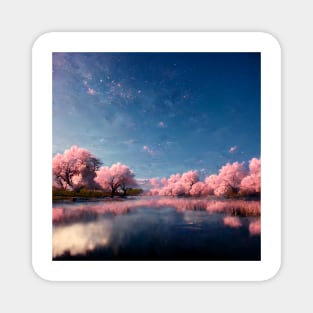 Japanese Sakura Cherry Blossom Trees Landscape #4 Magnet