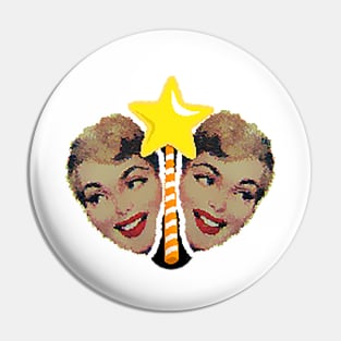 Smiling fairy godmother with yellow star Pin