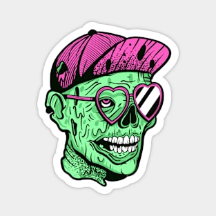Zombie Hipster Illustration Magnet