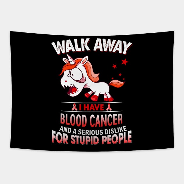 funny blood cancer grumpy unicorn warrior Tapestry by TeesCircle