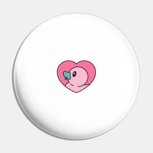 Cute Duck With A Pink Heart Background Pin
