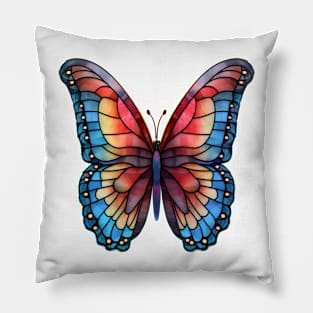 Stained Glass Colorful Butterfly #10 Pillow