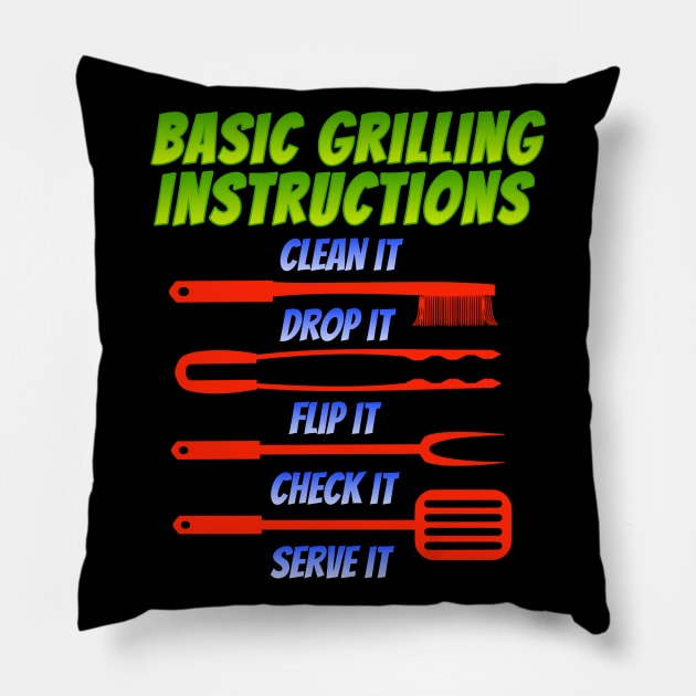 Basic Grilling Instructions Pillow by Duds4Fun