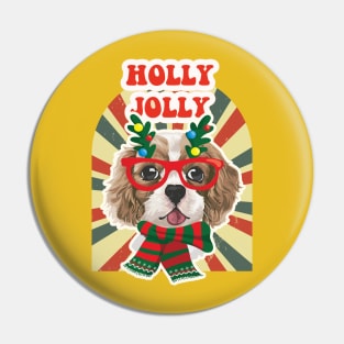 Christmas Retro with Poodles Dogs | Holly Jolly Pin