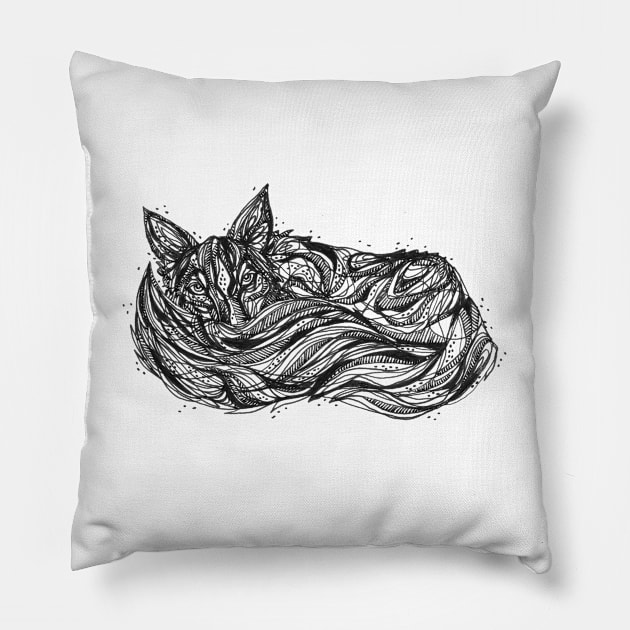 Snuggled Up Border Collie Pillow by InkedinRed