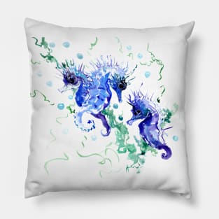 Blue Seahorses Pillow