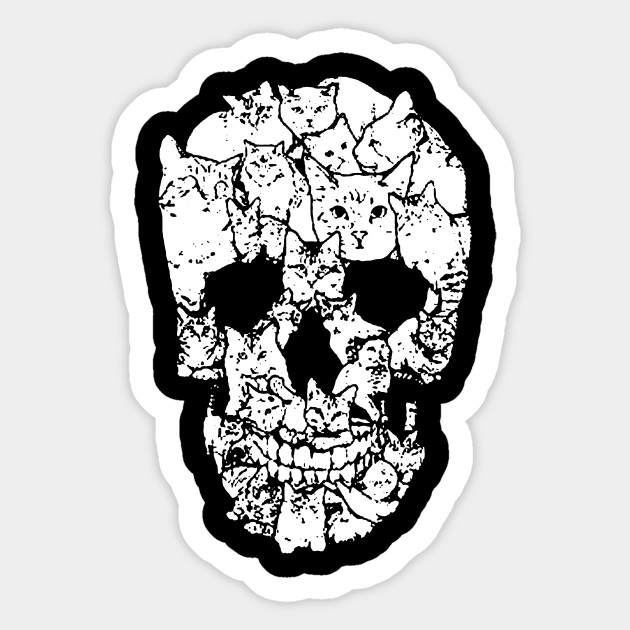 Totenkopf Skull Katzen Design Halloween Sticker Teepublic
