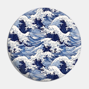 Ephemeral Crests: Hokusai Waves Reimagined Pin