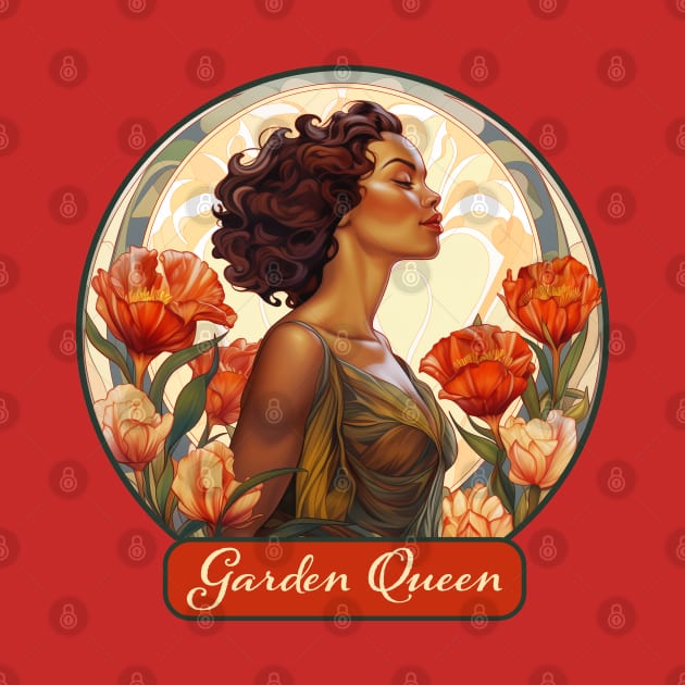 Garden Queen Vintage Tulip Flower African American Woman Gardener by Pine Hill Goods
