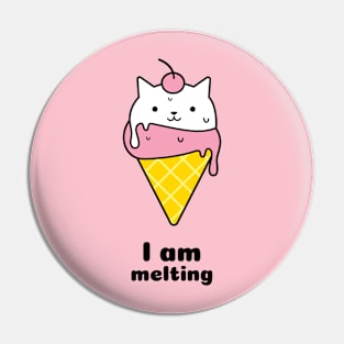 I am melting cat kitty ice cream summer Pin