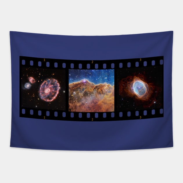 NASA JWST images in the form of the filmstrip Tapestry by CentipedeWorks