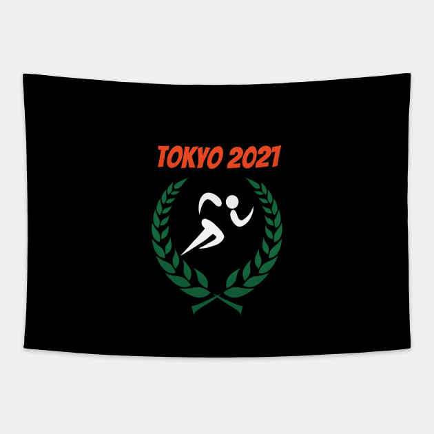 Track Tokyo 2021 Olympics Tapestry by Slick T's