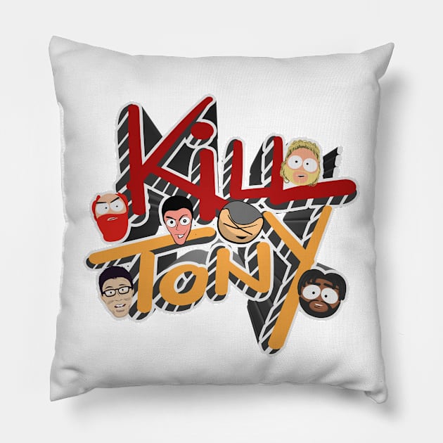 Kill Tony Podcast Logo Featuring William Montgomery, Hans Kim & Other Regulars Pillow by Ina