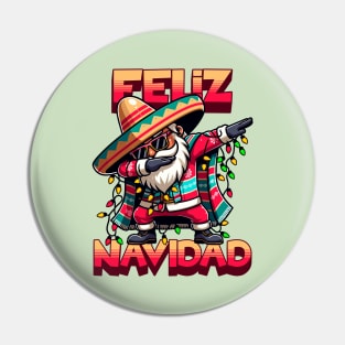 Feliz Navidad - Dabbing Hispanic Mexican Santa Merry Christmas Tree Lights Pin