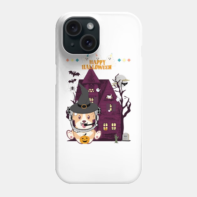 Space Corgi celebrates Halloween - The Cool Astronaut Puppy! Phone Case by LukjanovArt