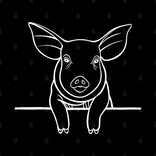 Pig or Piggy Animal Ink Art Design - farm animal - dark colors by Green Paladin