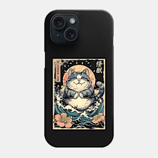 Japanese Kaiju Cat Neko Zilla Sea Wave, Men, Women , Kids Phone Case