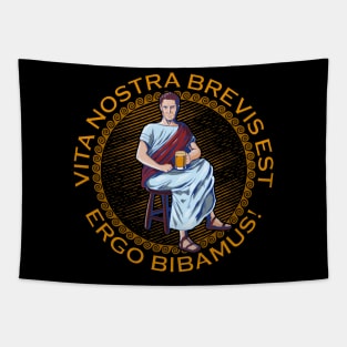 Latin - Vita Nostra Brevis Est - Ergo Bibamus Tapestry