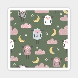 Sweet sleeping sheep pattern green Magnet