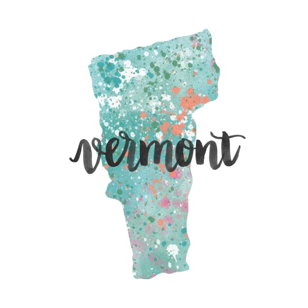 vermont - calligraphy and abstract state outline by randomolive