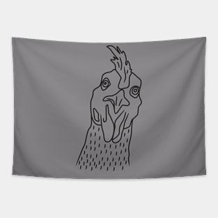 line art of curious chicken heads Tapestry