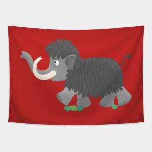 Happy woolly mammoth cartoon illustration Tapestry